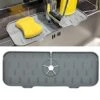 KWSPLK Silicone Sink Faucet Mat, Silicone Faucet Handle Drip Catcher Tray, Sink Draining Pad Behind Faucet, Drip Protector Splash Countertop Protection Rubber Drying Pad (Gray)