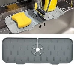 KWSPLK Silicone Sink Faucet Mat, Silicone Faucet Handle Drip Catcher Tray, Sink Draining Pad Behind Faucet, Drip Protector Splash Countertop Protection Rubber Drying Pad (Gray) -Peugeot Shop 41ib0tQoWNL. AC