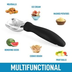Ice Cream Scoop With Soft Easy Grip Handle - Ice Cream Scooper With Built-in Lid Opener - Heavy Duty Icecream Scoop With Non-Slip Handle For Soft & Hard Ice Cream (Black) -Peugeot Shop 41ihAq1acSL