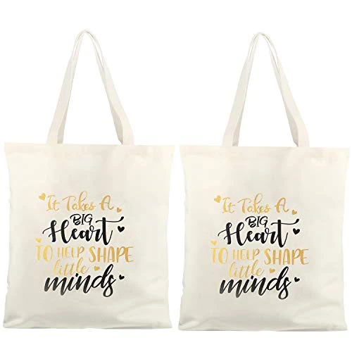 Frienda 2 Pcs Teacher Tote Bags Canvas Teacher Appreciation Bags For Women Reusable Teacher Gift Bag For School Supplies 1 Frienda 2 Pcs Teacher Tote Bags Canvas Teacher Appreciation Bags For Women Reusable Teacher Gift Bag For School Supplies