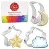 Star, Moon And Cloud Cookie Cutter 3 Piece Set With Recipe Booklet Made In USA By Ann Clark Cookie Cutters
