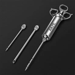 AKPE Meat Injector, Stainless Steel Marinade Injector Syringe For BBQ Grill And Turkey, 2 Ounce Syringe With 3 Needles, Easy To Use And Clean (Without Case) -Peugeot Shop 41isMIhvTvL 1