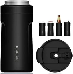 4-IN-1 Insulated Can Cooler With Lid - Newest Signice 12 Oz Stainless Steel Can Cooler Double Walled Vacuum Insulator For Skinny Tall Slim Can/Standard Regular Can/Beer Bottle (Aqua) 17 4-IN-1 Insulated Can Cooler With Lid - Newest Signice 12 Oz Stainless Steel Can Cooler Double Walled Vacuum Insulator For Skinny Tall Slim Can/Standard Regular Can/Beer Bottle (Aqua) -Peugeot Shop 41j1VB1ALYL. AC