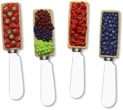 Cheese And Butter Spreader Knives 4-Piece Hand Painted Resin Handle With Stainless Steel Blade Multipurpose Cheese Spreader Set (Blueberry) 25 Cheese And Butter Spreader Knives 4-Piece Hand Painted Resin Handle With Stainless Steel Blade Multipurpose Cheese Spreader Set (Blueberry) -Peugeot Shop 41j52D7rDYL. AC