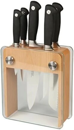 20000 Genesis 6-Piece Forged Knife Block Set, Tempered Glass Block,Black -Peugeot Shop 41j7yawjD6L. AC