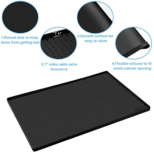 DIRZA Under Sink Mat For Kitchen Waterproof 34" X 22" Flexible Silicone Under Sink Tray For Drips, Leaks, Spills,1" Height Hold Up To 3.3 Gallons Of Water Black 2 DIRZA Under Sink Mat For Kitchen Waterproof 34" X 22" Flexible Silicone Under Sink Tray For Drips, Leaks, Spills,1" Height Hold Up To 3.3 Gallons Of Water Black - Image 2