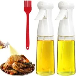 210ml Glasses Oil Sprayer - 2pcs Olive Oil Sprayer With Brush 7 OZ Oil Sprayer For Cooking Mist Oil Spray Bottle For Kitchen Air Fryer, Salad, Baking, Grilling, Frying, Black -Peugeot Shop 41jD3U4yIaL. AC