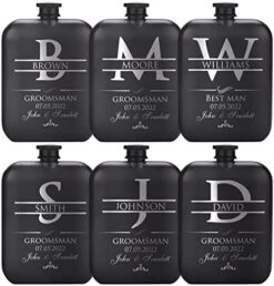 Groomsmen Gifts Set Of 6, Personalized Groomsmen Flask Set W Optional Gift Box - Wedding Favor, Engraved 6oz Stainless Steel Flask, Custom Flask Gift Set, Black #2 18 Groomsmen Gifts Set Of 6, Personalized Groomsmen Flask Set W Optional Gift Box - Wedding Favor, Engraved 6oz Stainless Steel Flask, Custom Flask Gift Set, Black #2 -Peugeot Shop 41jNwXiVCnL. AC