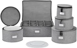 China Storage Container For Saucer And Appetizer Plates - 7" W X 5.5" H - Includes 12 Felt Dividers. Hard Shell And Stackable -Peugeot Shop 41jUprBoNL. AC