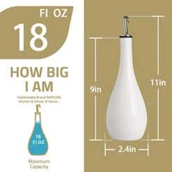 Ceramic Olive Oil Dispenser Bottle, Opaque Oil Cruet Protects Oil To Reduce Oxidation, Suitable For Storage Of Oil, Vinegar, Soy Sauce And Other Liquids, 1 Piece, 18 Fl Oz (Fog Blue) -Peugeot Shop 41jVI1LAFHL