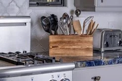 Utensil Holder In Rustic Wood For Farmhouse Kitchen Decor, Countertop Organizer And Cooking Tools Storage (Triple) -Peugeot Shop 41jf1G3CiZL