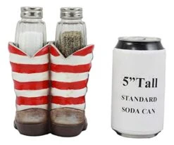 Patriotic Stars And Stripes American Flag Boots Salt And Pepper Shakers Set With Decorative Resin Display Holder Figurine And Glass Shakers Kitchen Country Western Cowboy Cowgirl Decor Statue -Peugeot Shop 41jfaoPsmJL
