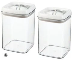 (2 Pack) Felli Flip Tite Acrylic Food Storage Rectangular Canister, 115 Oz.,Clear