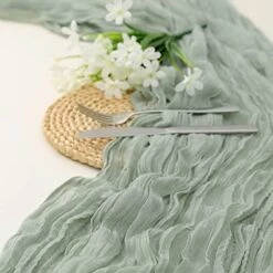 Sage Green Cheesecloth Table Runner 13.3ft Boho Gauze Cheese Cloth Table Runner Rustic Sheer Runner 160inch Long For Wedding Bridal Baby Shower Birthday St. Patrick's Day Table Decorations 17 Sage Green Cheesecloth Table Runner 13.3ft Boho Gauze Cheese Cloth Table Runner Rustic Sheer Runner 160inch Long For Wedding Bridal Baby Shower Birthday St. Patrick's Day Table Decorations -Peugeot Shop 41k5z8tf01L