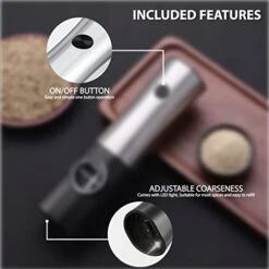 Electric Salt And Pepper Grinder Set Rechageable With Stand - Best Kitchen Gadgets, Spice Mill Grinders, Automatic Recharging Base, One-Hand Operation, Refillable, Great Housewarming Gift -Peugeot Shop 41kEcLgLd0L