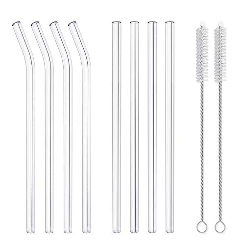 8 Pack Reusable Glass Drinking Straws - 10" X 10 Mm - Smoothie Straws For Milkshakes, Frozen Drinks, Smoothies, Bubble Tea - Environmentally Friendly 1 8 Pack Reusable Glass Drinking Straws - 10" X 10 Mm - Smoothie Straws For Milkshakes, Frozen Drinks, Smoothies, Bubble Tea - Environmentally Friendly