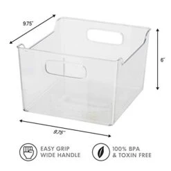 Storage Bin With Handles - Deep (9.75" X 9" X 6") - Ideal For Kitchen Organization, Pantry Storage, Fridge Organizing, Clear -Peugeot Shop 41kIB2S9PDL