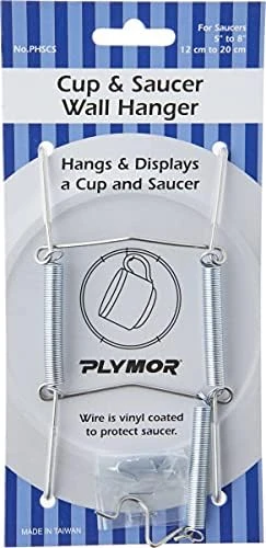 Gold-toned Wall Mountable Tension Cup & Saucer Hanger, 8" H X 2.75" W X 1" D 10 Gold-toned Wall Mountable Tension Cup & Saucer Hanger, 8" H X 2.75" W X 1" D - Image 10