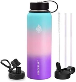 Stainless Steel Water Bottle, 2 Or 3 Lids(32 Oz,40 Oz,64oz), Double Wall Vacuum Insulated Leak Proof, Wide Mouth Water Bottle With Straw Lid, Spout Lid, Keep Liquids Hot Or Cold -Peugeot Shop 41kbP94YzhL. AC