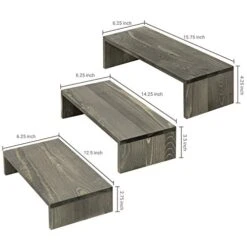 MyGift Rustic Wooden Display Stands, Set Of 3 - Vintage Gray Solid Wood Nesting Retail Riser Stands For Desserts, Collectibles And Figurines 6 MyGift Rustic Wooden Display Stands, Set Of 3 - Vintage Gray Solid Wood Nesting Retail Riser Stands For Desserts, Collectibles And Figurines -Peugeot Shop 41kkpEFBtuL