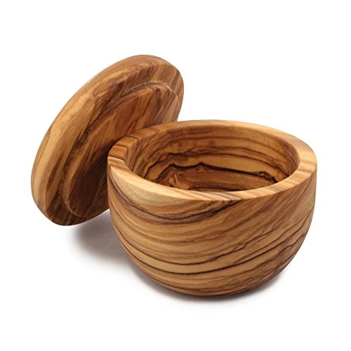 Napoli Salt Keeper With Removable Lid, Olive Wood 1 Napoli Salt Keeper With Removable Lid, Olive Wood