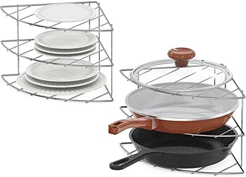 DecoBros 3-Tier Counter And Cabinet Corner Shelf Organizer, Chrome 8 DecoBros 3-Tier Counter And Cabinet Corner Shelf Organizer, Chrome - Image 8