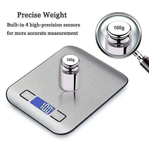 Digital-Scale-Kitchen, Digital Weight Grams And Ounces, 22lb Kitchen Scale 1g/0.05oz Precise Graduation For Cooking Baking And Weight Loss(Silver) 2 Digital-Scale-Kitchen, Digital Weight Grams And Ounces, 22lb Kitchen Scale 1g/0.05oz Precise Graduation For Cooking Baking And Weight Loss(Silver) - Image 2