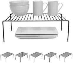 Smart Design Cabinet Storage Shelf Rack - Set Of 6 - Large - 8.5 X 16 Inch - Steel Metal Wire - Rust Resistant Coating - Dish, Counter And Pantry Organization - Kitchen - White -Peugeot Shop 41kycb3FWQL. AC