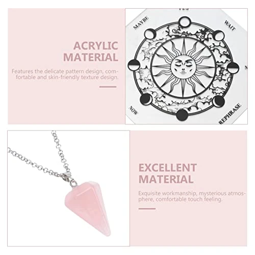 1set Crafts Pendant Necklace Home Board: Desktop Divination Pendulum Board Dowsing Pattern Desk Meditation Decor Message Star And Crystal Decoration Witch For Altar Moon 2 1set Crafts Pendant Necklace Home Board: Desktop Divination Pendulum Board Dowsing Pattern Desk Meditation Decor Message Star And Crystal Decoration Witch For Altar Moon - Image 2