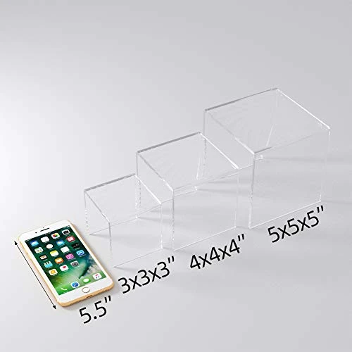 2 Set Acrylic Display Risers Display For Funko POP Figures, Jewelry Display Riser Shelf Showcase Fixtures, Clear Cake Stands For Candy Dessert Table Decorations-3"x4"x5" 2 2 Set Acrylic Display Risers Display For Funko POP Figures, Jewelry Display Riser Shelf Showcase Fixtures, Clear Cake Stands For Candy Dessert Table Decorations-3"x4"x5" - Image 2