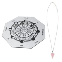 Gemstone Necklace Dowsing Divination Metaphysical Message Board: Star Pendulum Board With Crystal Chakra Stones Necklace For Witchcraft Wiccan Altar Supplies Lapidary Supplies