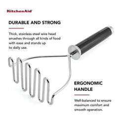 KitchenAid Gourmet Stainless Steel Wire Masher, 10.24-Inch, Black -Peugeot Shop 41lEBTdX26L