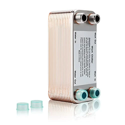 【30 Plates】MRbrew Homebrew Wort Chiller, Stainless Steel And Brazed With Copper Heat Exchanger, 1/2 NPT Thread Connection Hot Liquid Accelerated Cooler 1 【30 Plates】MRbrew Homebrew Wort Chiller, Stainless Steel And Brazed With Copper Heat Exchanger, 1/2 NPT Thread Connection Hot Liquid Accelerated Cooler