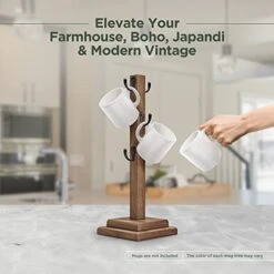 Coffee Cup Holder Mug Tree Mug Rack Timeless Collection - Satin Medium Roast Finish - Superior Craftsmanship - Anti-Tip & Slip Coffee Station Organizer - Coffee Mug Holder For Counter & Bar -Peugeot Shop 41lOU2Eb6VL