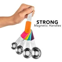 Magnetic Measuring Cups And Spoons Set. Stainless Steel Metal Measuring Cup Set. 13-Piece Non-Toxic Magnetic Measuring Spoon Set. Professional Chef Grade Dry And Liquid Measure Cups. -Peugeot Shop 41lRRb6khYL