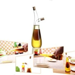 Oil And Vinegar Dispenser Set, 2-In-1 Double Layer Glass Olive Oil Bottle With Cork Stoppers,Pourer Spout Stoppers Oil Cruet Jar For Cooking -Peugeot Shop 41lYOsQmCIL