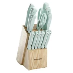 Kane Stainless Steel Forged Triple Riveted Cutlery Knife Block Set, 14-Piece, Glacier Blue