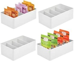MDesign Plastic Food Storage Organizer Bin Box Container - 4 Compartment Holder For Packets, Pouches, Ideal For Kitchen, Pantry, Fridge, Countertop Organization - 4 Pack - Clear 17 MDesign Plastic Food Storage Organizer Bin Box Container - 4 Compartment Holder For Packets, Pouches, Ideal For Kitchen, Pantry, Fridge, Countertop Organization - 4 Pack - Clear -Peugeot Shop 41laWshWZzL. AC