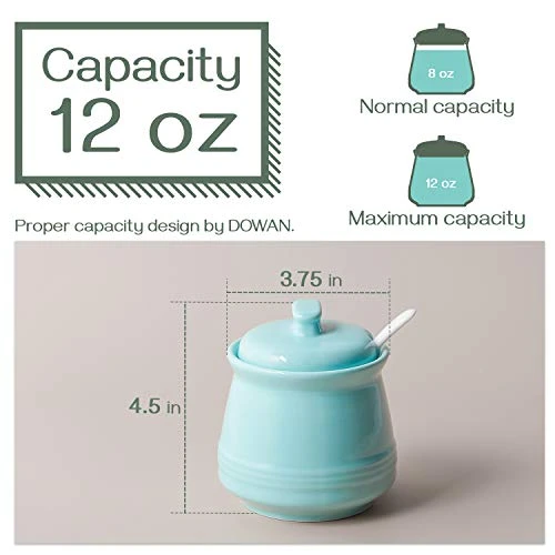 Sugar Container, Sugar Bowl With Lid And Spoon, Ceramic Sugar Packet Holder For Coffee Bar, Countertop, Salt Bowl Salt Container,Teal Kitchen Accessories And Decor, 12oz 3 Sugar Container, Sugar Bowl With Lid And Spoon, Ceramic Sugar Packet Holder For Coffee Bar, Countertop, Salt Bowl Salt Container,Teal Kitchen Accessories And Decor, 12oz - Image 3
