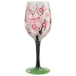 Enesco Designs By Lolita Cherry Blossom Artisan Wine Glass, 15 Ounce, Multicolor,6007483