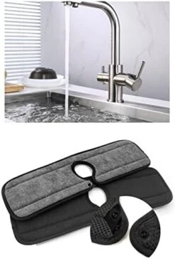 Kitchen Faucet Absorbent Mat, Oversized Microfiber Drip Catcher & Splash Guard For Single Hole Faucets, Machine Washable Countertop Protector (Black, 18x5.5) -Peugeot Shop 41ltWHhMa9L. AC