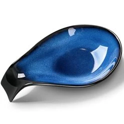 Ceramic Spoon Rest, Spoon Rest For Kitchen Counter, Spoon Holder For Stove Top, Coffee Cooking Farmhouse 4inch, Blue