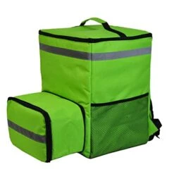 Food Delivery Backpack, Expandable Catering Cooler Bag, Insulated Bag With Cupholder, Waterproof Pizza Bag For Uber Eats Doordash Grubhub Thermal Food Bag For Bike For UberEats (Green)