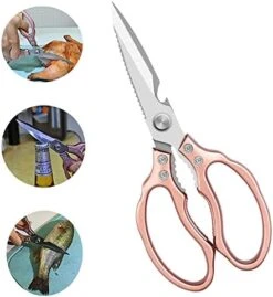 Multi-Purpose Kitchen Scissors, Chicken Bone Food Household Tools，Heavy Duty Shears For Meat, Seafood, Chicken, Vegetables, BBQ, Bottle Opener (Rosegold) -Peugeot Shop 41mDj6mbtsL. AC