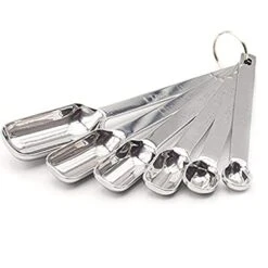 Heavy Duty Stainless Steel Metal Measuring Spoons For Dry Or Liquid, Fits In Spice Jar, Set Of 6