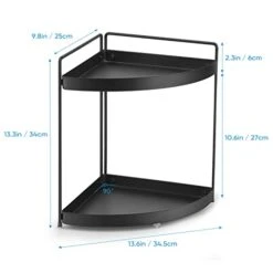 Lvssci 2 Tier Corner Shelf Rack Kitchen Counter Cabinet Bathroom Organizer Makeup Cosmetic Countertop Organization And Storage Under Sink Organizers Perfume Trays For Dresser Black -Peugeot Shop 41mGklvlHFL