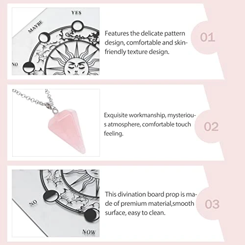 1set Crafts Pendant Necklace Home Board: Desktop Divination Pendulum Board Dowsing Pattern Desk Meditation Decor Message Star And Crystal Decoration Witch For Altar Moon 3 1set Crafts Pendant Necklace Home Board: Desktop Divination Pendulum Board Dowsing Pattern Desk Meditation Decor Message Star And Crystal Decoration Witch For Altar Moon - Image 3