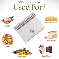 Stainless Steel Dough Scraper With Comfortable Handle - Heavy Duty Dough Cutter With Measuring Markings - Multipurpose Food Scraper For Pastry, Pizza, Cake, & Bread - Dishwasher Safe -Peugeot Shop 41mJYE9BVgL