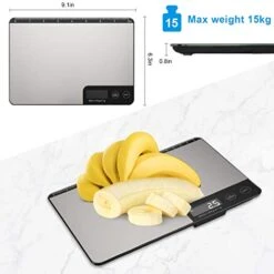 MAX 33lb Kitchen Scale With Measure Length(8inch), Food Scales Digital Weight Grams And Oz With Shrink Hook, 6 Units, Tare Function, High Precision To 1g/0.1oz For Baking And Cooking -Peugeot Shop 41mN4wQBcgL