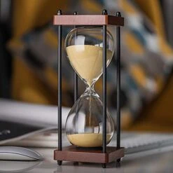 Ellaware Large Hourglass Timer, 30 Minutes Wooden Sand Timer, Decorative Sandglass, Yellow -Peugeot Shop 41mNGryaLtL